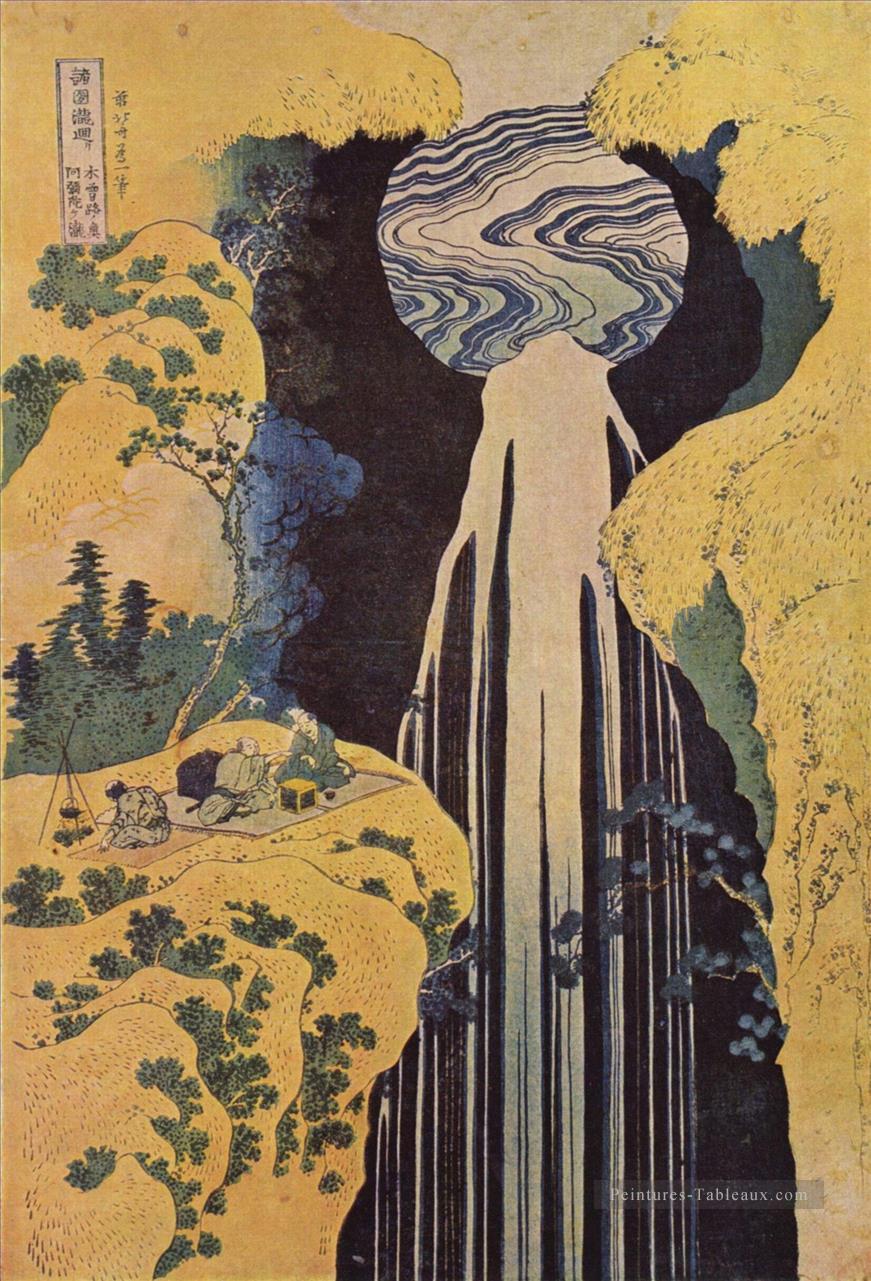 la cascade d’Amida derrière la route Kiso Katsushika Hokusai ukiyoe Peintures à l'huile